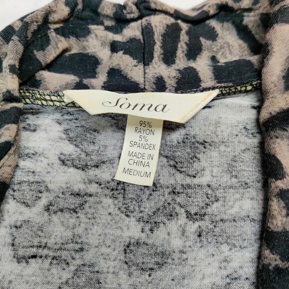 Lot of 2 Soma Animal Print Stretch Jersey Knit Midi Dresses Medium Gray Comfort - Picture 9 of 14